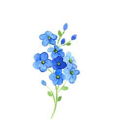 Forget Me Not Tattoo, Forget Me Nots Flowers, Tattoo Watercolor, Illustration Tattoo, Flower Chain, Blue Tattoo, Flowers Tattoo, Flower Blue, 수채화 그림