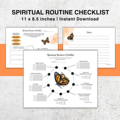 JW Routine Tracker, JW Spiritual Routine Checklist, JW Digital Planner, Baptism Gift, Printable Digital Download, Family Worship Jw Planner, Pioneer Jw, Spiritual Routine, Monthly Habits, Study Prayer, Routine Tracker, Routine Checklist, Jw Pioneer, Family Worship