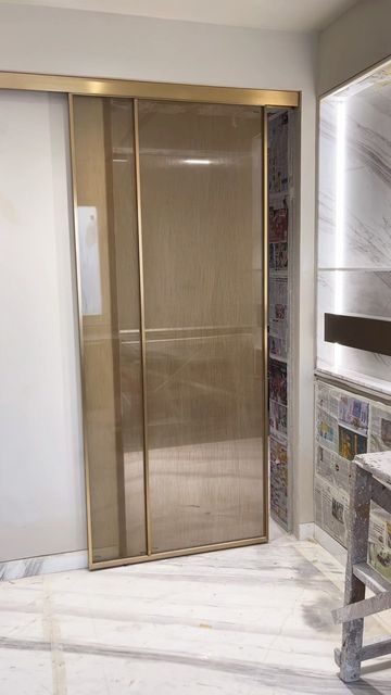 Gold Sliding Door, Pocket Sliding Door, Cavity Sliding Doors, Slider Door, Floor Kitchen, Architectural Styles, Pocket Door, Laminated Glass, Door Open