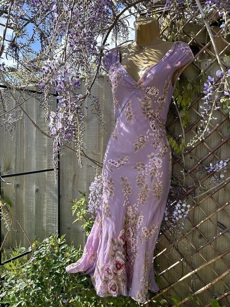 Vintage Monsoon Devore Dress Silk Chiffon  Slip Bias Cut Floral Beaded UK 8  VGC  | eBay Purple Bias Cut Party Dress, Vintage Bias Cut Dresses For Daywear, Vintage Silk Bias Cut Slip Dress, Vintage Floor-length Bias Cut Dress, Vintage Monsoon Dress, Devore Dress, Monsoon Dress, Dress Silk, Do Love