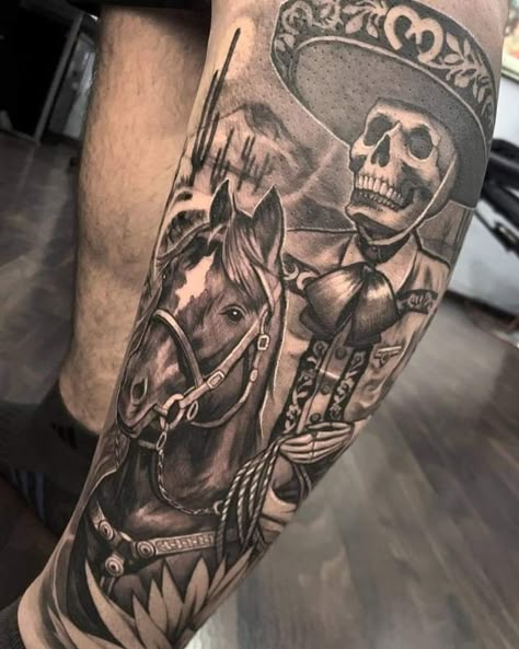 Mexican American Tattoos For Men, Guadalajara Tattoo Ideas, Jalisco Tattoo Ideas, Mexican Cowboy Tattoo, Mexican Warrior Tattoo, Charro Tattoo Mexican, Charro Tattoo Design, Guadalajara Tattoo, Jalisco Tattoo