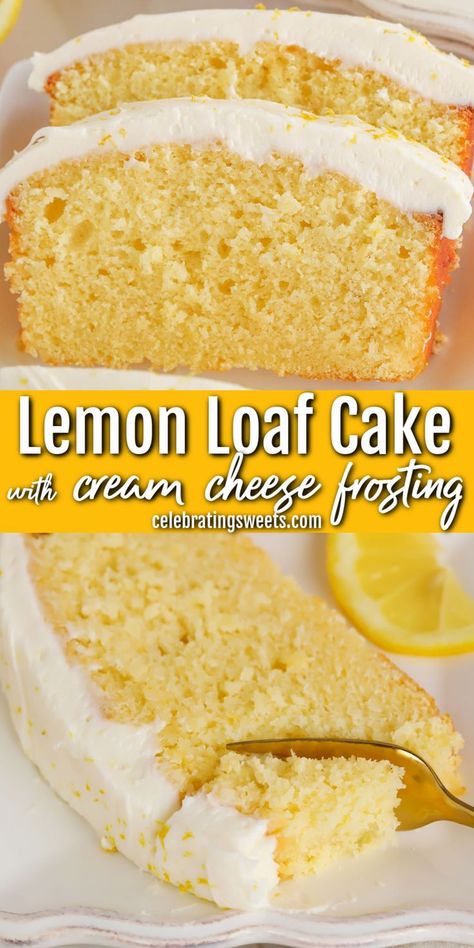 Lemon Pound Cake With Cream Cheese Icing, Lemon Cream Cheese Loaf Cake, Lemon Cream Cheese Dessert Recipes, Easter Loaf Cake, Lemon Cake With Cream Cheese Frosting, Lemon Cream Cheese Loaf, Lemon Loaf Recipe, Lemon And Coconut Cake, Lemon Treats