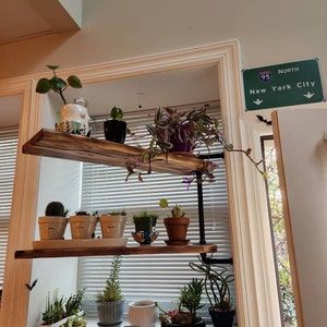 Wooden Window Sill, Black Pipe Shelf, Window Sill Shelf, Industrial Pipe Shelf, Window Herb Garden, Window Plant Shelf, Cat Scratching Furniture, Pipe Shelf, Window Plants