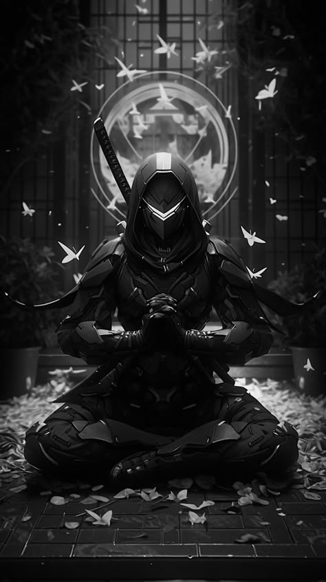 Black Mage Aesthetic, Black Ninja Wallpaper, Cyberpunk Model, Arte Trash Polka, Dark Ninja, Shadow Ninja, Full Hd Wallpaper Android, Freefire Background For Editing, Ninja Wallpaper