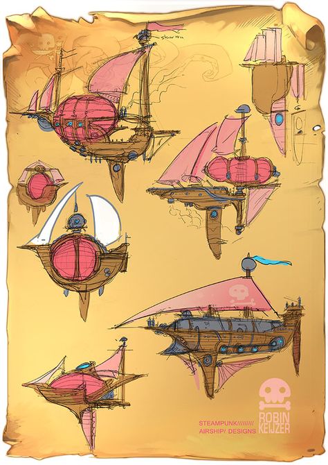 Robin Keijzer Fantasy Sky Ship, Steampunk Airship Art, Minecraft Airship, Steampunk Boat, Steampunk Spaceship, Fantasy Airship, Steampunk Airships, Steampunk Ship, Airship Art