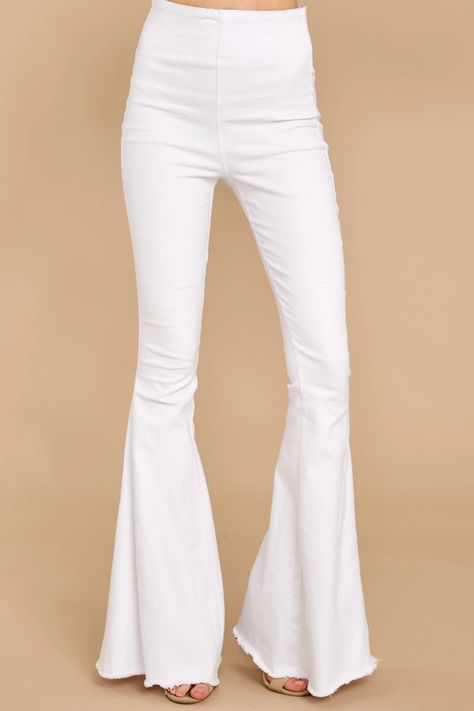 Stylish White Flare Leg Jeans - White Denim Bell Bottoms - Pants - $62 – Red Dress White Flare Pants Outfit, Bell Bottom Jeans Outfit, White Flare Pants, White Flared Jeans, Super Flare Jeans, White Flares, Red Dress Boutique, Outfit Jeans, Flare Leg Jeans