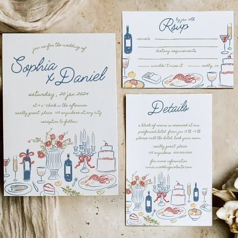 MoneoUKDesign - Etsy UK Hand Drawn Wedding Invitations, Handwritten Wedding, Hand Drawn Wedding, Wedding Menu Template, French Wedding, Wedding Rsvp, Wedding Invitation Paper, Wedding Stationary, Wedding Menu