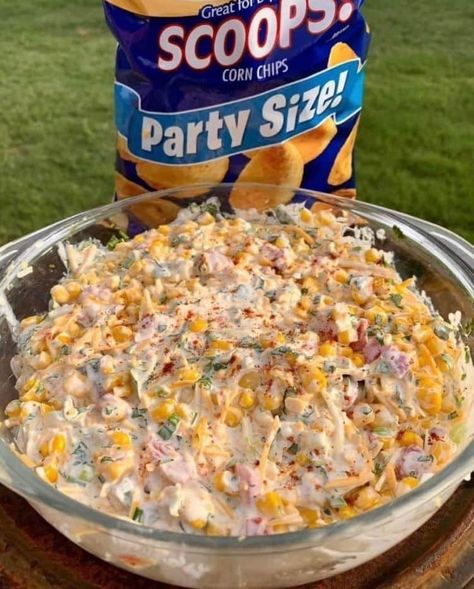 Delicious Mexican Corn Dip Recipe Mexi Corn Dip, Corn Dip With Fritos, Mexican Corn Dip Recipe, Cold Corn Dip, Spicy Corn Dip, Jalapeno Corn Dip, Corn Dip Recipe, Dip Recipes Crockpot, Mexican Corn Dip