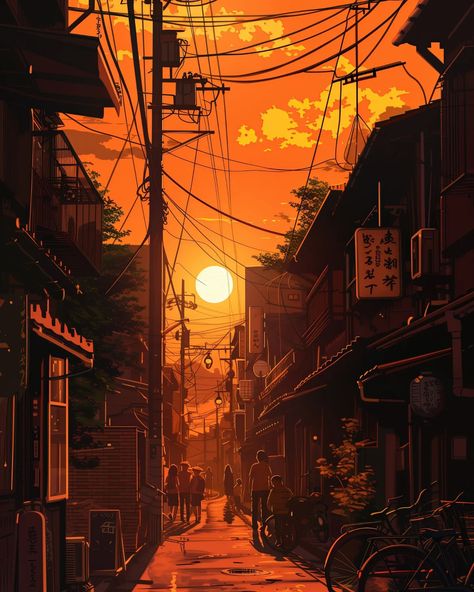 friday golden hour 🌄 🔗 https://linktr.ee/whimcity 💻 created with MidJourney & Topaz Gigapixel ⠀⠀⠀⠀⠀⠀⠀⠀⠀ 🔗 #chillvibes 🔗 #studioghibli 🔗 #aiartcommunity 🔗 #animelover 🔗 #animeart 🔗 #goodmood 🔗 #lofi 🔗 #japanlover Aesthetic Anime Scenery Wallpaper, Anime Bg, Anime Nature, Photowall Ideas, Notion Aesthetic, Cozy Rainy Day, Mood Art, Cyberpunk Character, Japanese Geisha