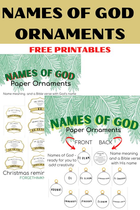 Christian Christmas Ornaments For Kids, The Names Of God Free Printable, Names Of God Printable, Names Of Jesus Ornaments Diy, Names Of God Ornaments Diy, Names Of Jesus Christmas Ornaments Diy, Names Of Jesus Ornaments Free Printable, Names Of Christ Ornaments, Names Of Jesus Ornaments