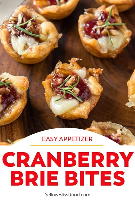 Roasted Cranberry Sauce, Thanksgiving Recipes Brie, Mini Brie Puff Pastry, Cranberry Baked Brie Puff Pastry, Brie Puffed Pastry Recipes, Mini Baked Brie In Puff Pastry, Gluten Free Brie Appetizer, Bree Cheese Recipes Puff Pastries, Brie And Jam Puff Pastry