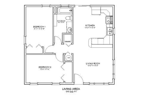 This is a PDF Plan available for Instant Download. 2 bedroom, 2 bath home. Sq. Ft: 1,136 Building size: 30-0 wide, 51-0 deep Main roof pitch: 6/12 Ridge height: 21 Wall height: 10 Foundation: CMU Blocks Lap siding For the reverse plan, please see Model 1C. PLANS INCLUDE: Elevations Exterior / House Plans Traditional, Kitchen Elevation, Floor Plan With Dimensions, 2 Bedroom Floor Plans, Small Home Plan, Bathroom Plans, 2 Bedroom House Plans, Plans Architecture, Traditional Cottage