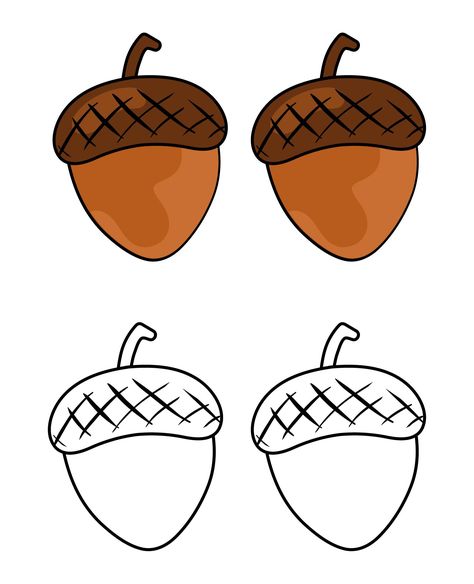 Printable Acorn Templates Simple Acorn Drawing, Acorn Painted Rocks, Fall Leaf Printable, Acorn Printable Template, Acorn Drawing Simple, Fall Templates Printables, Acorn Template Free Printable, Acorns Drawing, Fall Leaves Printables