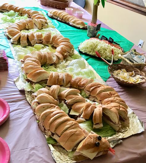 Zoo Theme Birthday Party Food, Safari Theme Snack Table, Safari Lunch Ideas, Safari Shower Food, Snake Sandwich Birthday Parties, Snake Food Ideas, Safari Theme 2nd Birthday Party, Jungle Theme Baby Shower Ideas Food, Safari Baby Shower Boy Food