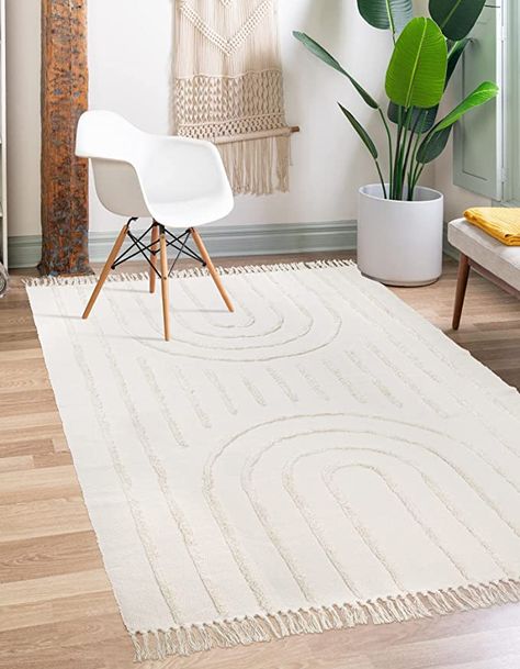 Amazon.com: Lanffia Boho Area Rug 5' x 7'，Tufted Cotton Rainbow Living Room Rug Hand Woven Washable Farmhouse Tribal Floor Carpet for Entryway Bedroom Kitchen, Beige : Home & Kitchen Boho Carpet, Rainbow Rug, Boho Area Rug, Calming Colors, White Rug, White Area Rug, Floral Rug, Beige Rug, Grey Area Rug