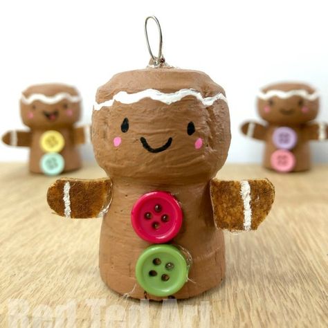 Christmas Cork Crafts, Christmas Cork Ornaments, Champagne Cork Crafts, Wine Cork Crafts Christmas, Cork Crafts Christmas, Wine Cork Diy Crafts, Red Ted Art, Wine Cork Ornaments, Cork Crafts Diy