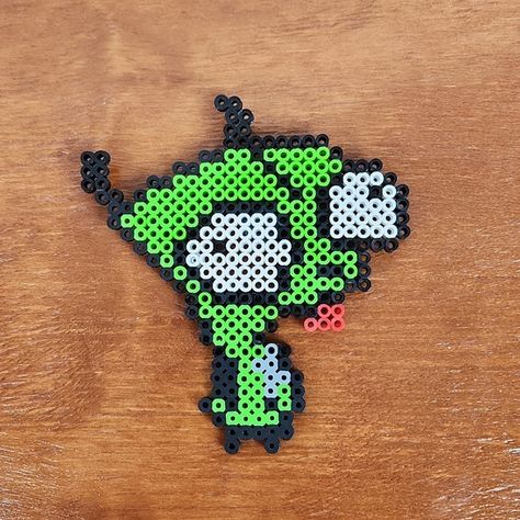 Pearl Beads Pattern Earrings, 29 By 29 Perler Beads, Perler Beads Ideas Stitch, Gir Pixel Art Invader Zim, Icp Perler Bead Patterns, Trippy Mushroom Perler Bead Patterns, Perler Bead Sprites, Invader Zim Perler Beads, Melts Beads Ideas