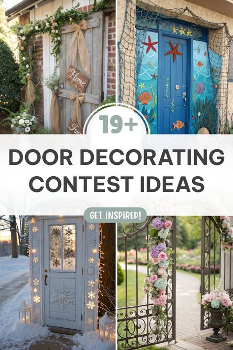 Click for More ➡️ | Save for Later ❤️ | Door Decorating Contest Ideas: From rustic charm to elegant themes, find your perfect door decor! Door Decorating Contest Ideas, Artificial Palm Leaves, Contest Ideas, Door Decorating Contest, Door Wraps, Seasonal Decor Ideas, Artificial Pumpkins, Winter Wonderland Theme, Faux Snow