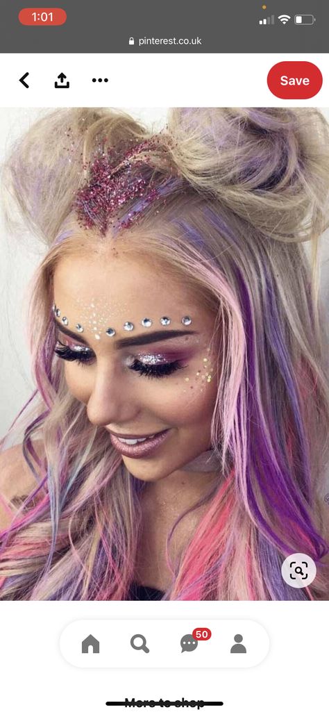 Unicorn Makeup Ideas, Makeup Ide, Ideas For Parties, Coachella Makeup, Festival Makeup Rave, Kids Easter Hairstyles, Festival Makeup Glitter, Makeup Tutorial Step By Step, Unicorn Makeup