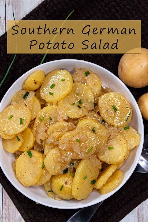 German Potatoes Salad, Collard Greens Pasta, Onion Vinegar, Authentic German Potato Salad, Amish Potato Salads, German Meat, German Potato Salad Recipe, Potato Salad Mustard, German Dishes