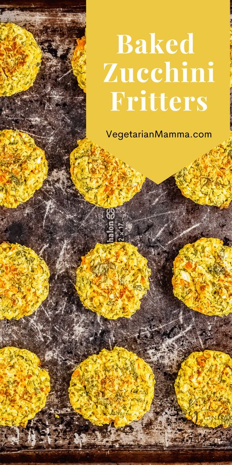 Vegan Zucchini Fritters are so easy to make in the oven! Add carrots and baby spinach for an easy side dish that's ready in 30 minutes. Vegan Zucchini Fritters, Baked Zucchini Fritters, Baked Zucchini, Healthy Vegan Breakfast, Bake Zucchini, Vegan Zucchini, Zucchini Fritters, Vegan Side Dishes, Vegan Sides