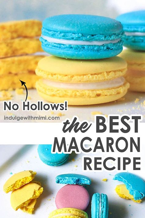 The Best French Macaron Recipe w/ Video & Template - Indulge With Mimi Best Macaron Recipe, French Macaron Recipe, Macarons Recipe Easy, French Macaroon Recipes, Frosting Ideas, Macaron Template, French Macarons Recipe, How To Make Macarons, Macaron Cookies