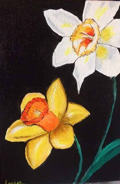 Spring bulb flower series, 3 of 3, acrylic painting Daffodil Painting Acrylic Easy, Daffodil Painting, Acrylic Flower Painting, Garden Totems, Lighthouse Painting, Acrylic Painting Flowers, Special Pictures, Small Canvas Art, Water Colors