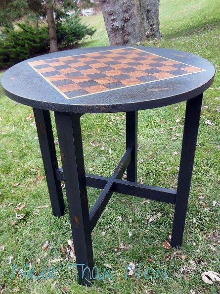 odd sized table to chess table, painted furniture, repurposing upcycling Chess Board Table, Checkerboard Table, Upcycle Chair, End Table Makeover, Booth Designs, Farmhouse Style Table, Chess Table, Furniture Rehab, Table Makeover