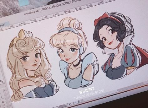 Aurora, Cinderella & Snow white Instagram Barcelona, Disney Drawings Sketches, Disney Art Drawings, Disney Princess Drawings, Princess Drawings, Disney Artwork, Disney Sketches, 캐릭터 드로잉, Art Disney