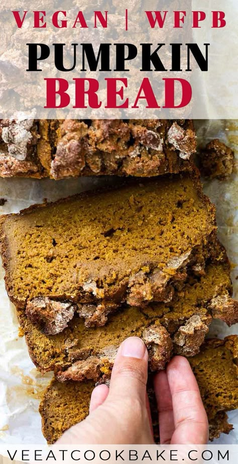 Vegan Pumpkin Bread, Healthy Pumpkin Bread, Gluten Free Pumpkin Bread, Plant Based Recipes Breakfast, Whole Food Plant Based, Vegan Baking Recipes, Plant Based Desserts, Plant Based Snacks, Wfpb Recipes