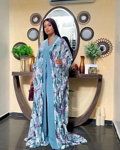 Kimono And Palazzo Outfit, Bubu Gown, Bubu Gown Styles, Kimono Gown, Wide Leg Pants Outfit, 2piece Outfits, Fashion Vibes, Gown Styles, Classy Casual Outfits