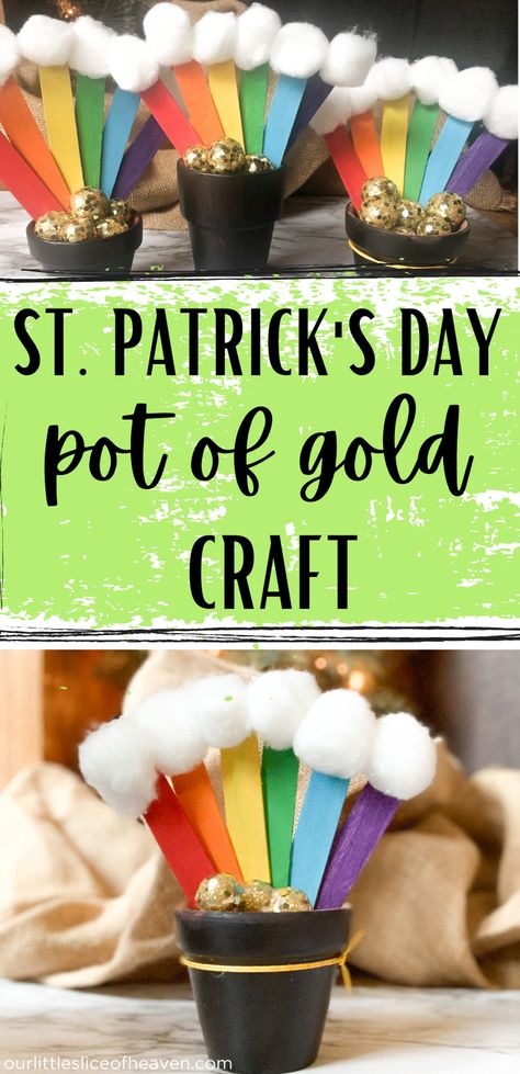 Diy Pot Of Gold St Patrick, Pot Of Gold Craft Preschool, March Activities For Seniors, Flower Pot Crafts Kids, Diy Pot Of Gold, Pot Of Gold Craft, Make A Paper Flower, Library Crafts, March Crafts