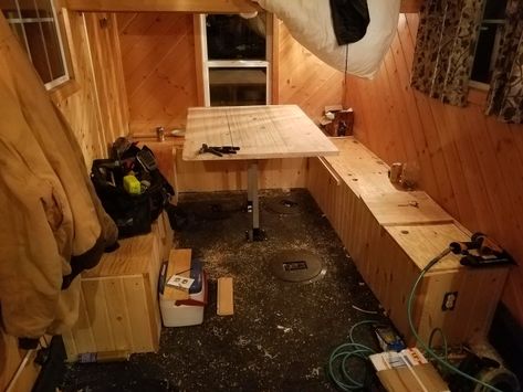 Ice Shack Interior Ideas, Diy Ice Fishing Shack, Ice Fishing Shack Interior Ideas, Ice Shack Interior, Ice Shanty Interior, Ice Shanty Plans, Ice Fishing Shack Plans, Shack Interior, Ice Fishing Huts