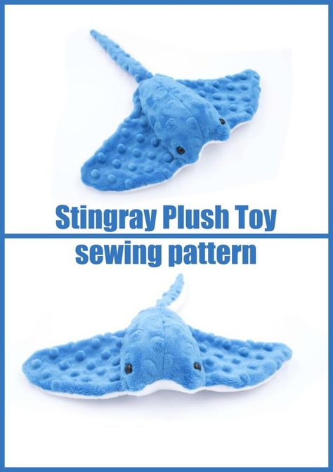 Plush Toy Sewing Pattern, Stingray Stuffed Animal Pattern, Sewing Patterns Toy, Stingray Pattern Sewing, Easy Sewing Plush, Stuffy Sewing Pattern Free, Baby Toy Sewing Pattern, Fish Plush Pattern, Shark Plush Pattern