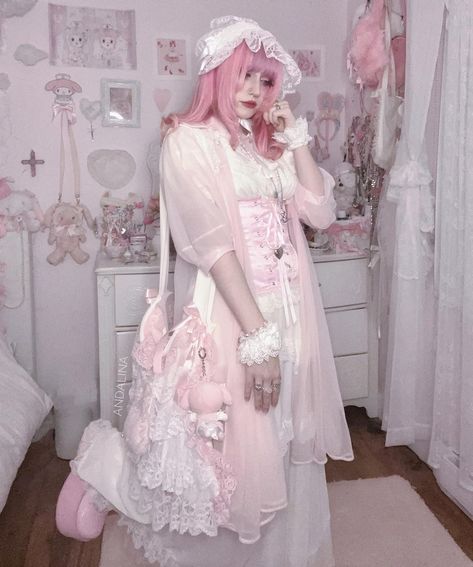 Dolly Kei Fashion, Strawberry Vines, Cult Party Kei, Creepy Cute Fashion, Whimsical Dress, Kei Fashion, Sheer Gown, Crazy Outfits, Fashion Organization