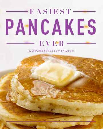 Easiest Pancakes Ever | Martha Stewart Living - Nothing says "weekend" like easy homemade pancakes for breakfast. Our easy pancake recipe will help you easily whip up this weekend favorite in less than 30 minutes! When you see how easy it is to make delicious, light, and fluffy homemade pancakes from scratch, you'll wonder why you never tried the recipe before! Homemade Pancakes Fluffy, Easy Homemade Pancakes, Basic Pancakes, Easy Pancake, Savory Cakes, Pancakes From Scratch, Pancake Recipe Easy, Breakfast And Brunch, Homemade Pancakes