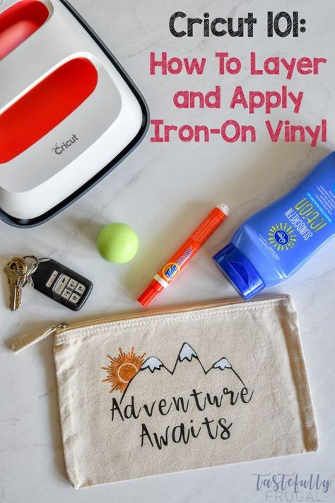 How To Use Cricut Iron-On Vinyl - Tastefully Frugal Iron On Cricut, Cricut Iron On Vinyl, Cricut Help, How To Use Cricut, Maker Project, Silhouette Tutorials, Cricut Projects Beginner, Htv Vinyl, Cricut Craft Room