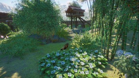 Planet Zoo Red Panda Habitat, Red Panda Habitat, Panda Habitat, Zoo Games, Zoo Inspiration, Chinese Panda, Zoo Ideas, Animal Habitats, Red Panda