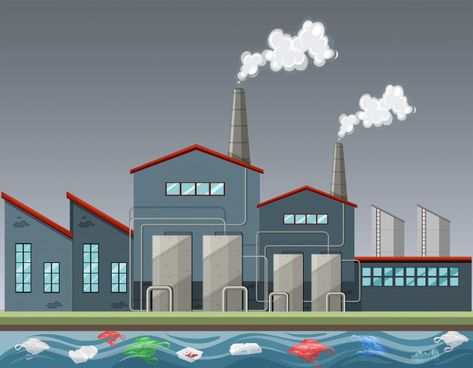 Factory making lots of smoke | Free Vector #Freepik #freevector #building #cartoon #earth #landscape Factory Drawing, Factory Building Design, Cartoon Factory, Building Cartoon, Cartoon Earth, Earth Landscape, Front Door Design Wood, Factory Design, Front Door Design