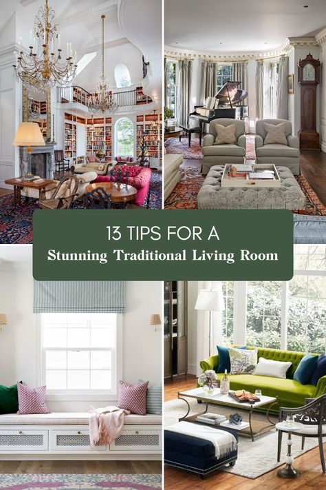 Refresh your home with these fabulous tips on designing a new traditional living room. From choosing the right sofa to incorporating timeless accents, this guide is packed with styles and ideas to transform your space into a cozy haven! Discover how to mix old-world charm with modern comforts, accessorizing smartly with vintage pieces! Find inspiration for color palettes and furniture layouts that suit your taste and make your living area inviting for family and friends. Let's create your dream living room today! New Traditional Living Room, New Traditional Interior Design, Traditional Style Living Room, Striped Couch, Traditional Living Room Furniture, Dream Living Room, Victorian Sofa, Elegant Curtains, How To Mix