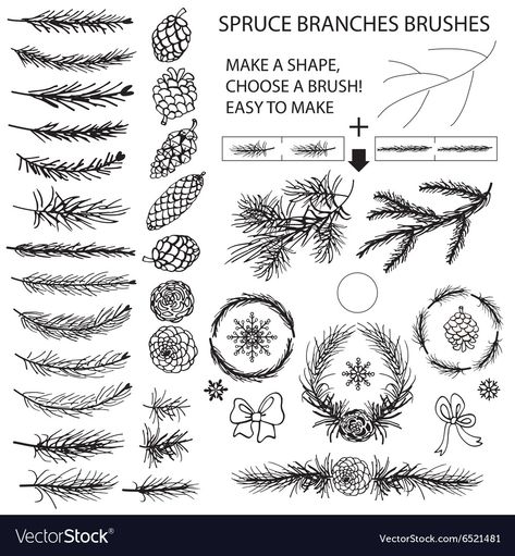 Evergreen Tree Tattoo, Pine Tattoo, Tree Branch Tattoo, Branch Drawing, Ideas Christmas Tree, Christmas Tree Pictures, Branch Tattoo, Natural Branches, Palm Tree Tattoo