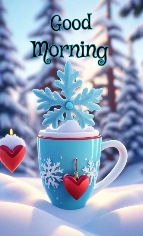 Winter Good Morning Image, Good Morning Snow, Good Morning Winter Images, Good Morning Winter, Morning Pic, Lovely Good Morning Images, Good Morning Coffee Gif, Good Morning Funny Pictures, Good Morning Coffee Images