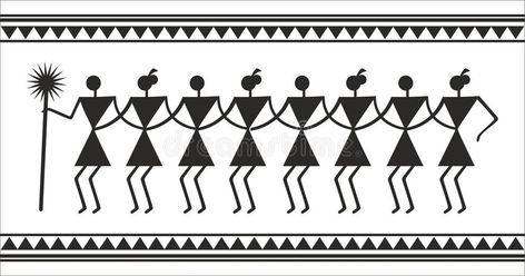 Warli Tribal Art Stock Illustrations – 80 Warli Tribal Art Stock Illustrations, Vectors & Clipart - Dreamstime Warli Border Design, Warli Art Border Design, Warli Arts, Glass Wardrobe, Warli Art, Laser Cut Stencils, Border Pattern, Vector Clipart, Editorial Illustration