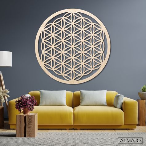 Wooden Flower of Life Mandala Large Wall Decoration for Living Room Wooden Art Flower of Life Mandala Large Wall Decoration Gift For Her by SentopEU on Etsy Flower Of Life Mandala, Mandala Wall Hanging, Decoration For Living Room, Wood Shades, Wooden Flowers, Large Wall Decor, Plaster Walls, Wooden Art, Wooden Decor