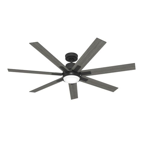 Hunter Loflin Great Room Ceiling Fan with LED Light Great Room Ceiling Fan, Great Room Ceiling, Ceiling Fan For Living Room, Fan For Living Room, Matte Black Ceiling Fan, Matte Black Ceiling, Black Ceiling Fan, Bedroom Farmhouse, Hunter Fan