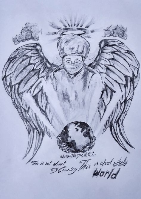 Sketch Angel, Mask Sketch, Doctor Painting, Black Pen Sketches, Georgia O'keefe Art, Pencil Drawing Pictures, Nurse Drawing, Pharmacy Art, Angel Sketch