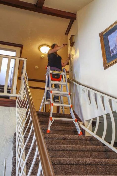 The Best Ladder For Interior and Exterior Painting 5 Painting Stairwell, A Frame Ladder, Indoor Painting, Tall Ladder, Small Ladder, Best Ladder, Stair Ladder, Platform Ladder, New Step