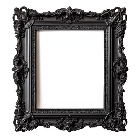 Black Ornate Frame, Picture Frame Sketch, Photo Frame Border Design, Gothic Frame Drawing, Gothic Picture Frames, Hannibal Clock, Rentry Pngs, Goth Frame, Gothic Picture Frame