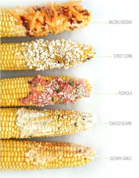 food & femininity: Grilled Corn-On-The-Cob 5 Ways—Simple Side To Sate Any Craving! Grilled Corn Recipes, Pokémon Party, Grilled Foods, Corn On The Cob, Corn Recipes, Lone Ranger, Think Food, Grilled Corn, Side Recipes