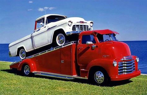 56 Cameo on a 48 Cab over Coe Trucks, Car Hauler, Vintage Automobiles, Truck Yeah, Cab Over, Chevy Pickups, Chevrolet Trucks, Us Cars, Gmc Trucks